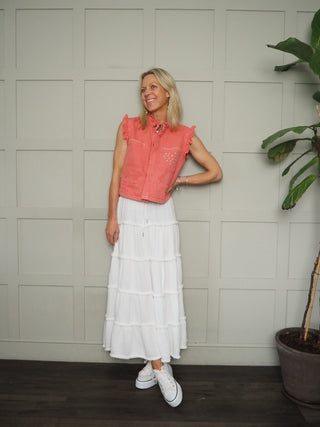 Camber Cheesecloth Skirt with Elasticated Waist - Blue, White, Yellow