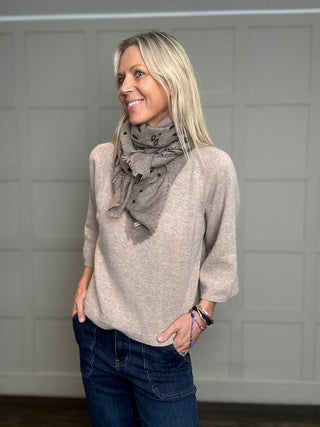 Nicoletta Large Square Cashmere Scarf - Khaki, Taupe
