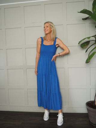 Hove Maxi Dress with Elasticated Shoulder Straps and Shirred Bodice - 10 Colours