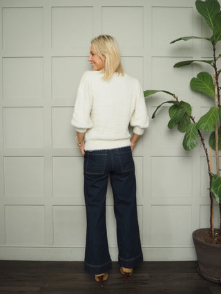 Bykanoa Wide Leg Jeans by B-Young - Washed Black