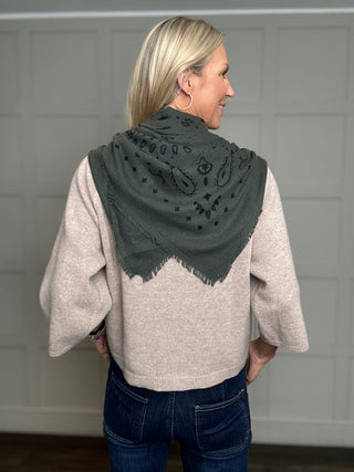 Nicoletta Large Square Cashmere Scarf - Khaki, Taupe