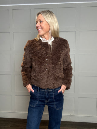 Morris Super Soft Faux Fur Teddy Jacket - Chocolate, Oatmeal