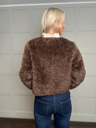 Morris Super Soft Faux Fur Teddy Jacket - Chocolate, Oatmeal