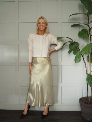 Laurinas Satin Feel Maxi Slip Skirt by Part Two - Gold