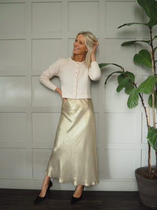 Laurinas Satin Feel Maxi Slip Skirt by Part Two - Gold