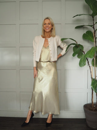 Laurinas Satin Feel Maxi Slip Skirt by Part Two - Gold