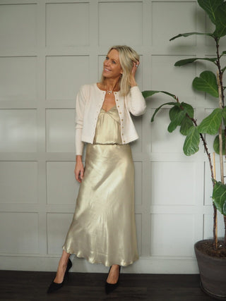 Laurinas Satin Feel Maxi Slip Skirt by Part Two - Gold