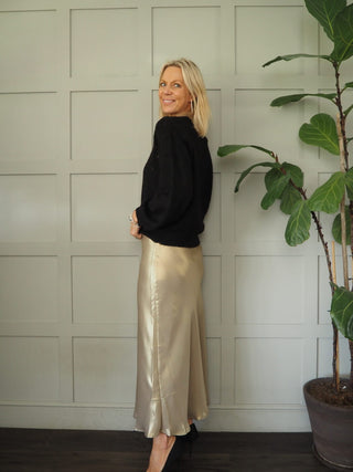 Barbel Round Neck Jumper with Sequin Detail by Saint Tropez - Black, Grey