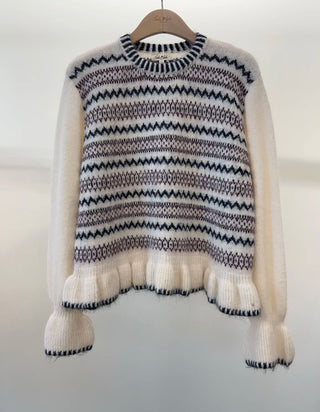 Philippa Fair Isle Jumper - Berry/Ecru/Navy Blue