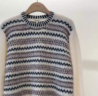 Philippa Fair Isle Jumper - Berry/Ecru/Navy Blue