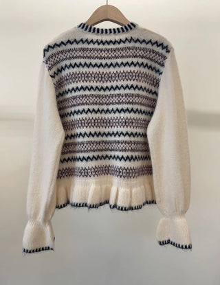 Philippa Fair Isle Jumper - Berry/Ecru/Navy Blue