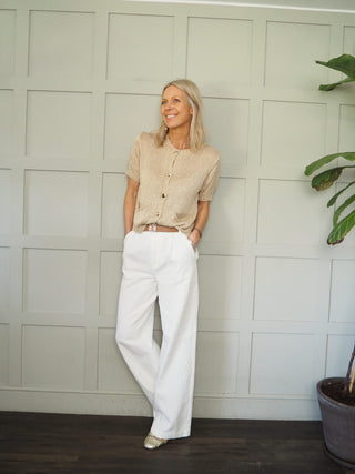 Sylvie Cardigan with Gold Buttons - Gold Lurex