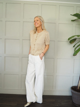 Sylvie Cardigan with Gold Buttons - Gold Lurex