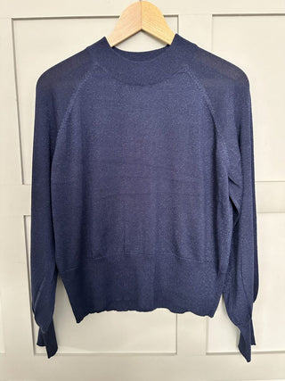 Mobbe Long Sleeve Lurex Jumper with Round Neck &amp; Fitted Cuffs by BYoung - Black and Navy Blue