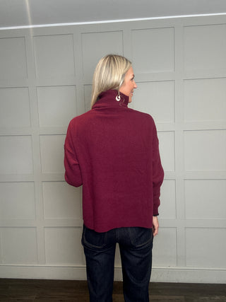 Ashley Merino Wool Polo Neck Jumper - Biscuit, Burgundy, Chocolate, Navy Blue