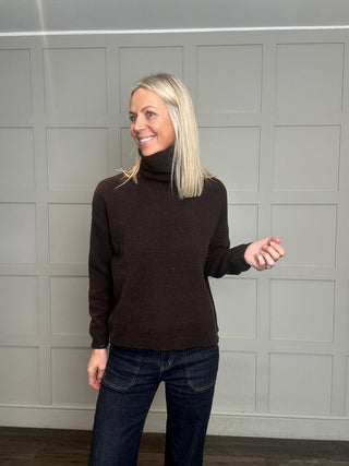 Ashley Merino Wool Polo Neck Jumper - Biscuit, Burgundy, Chocolate, Navy Blue
