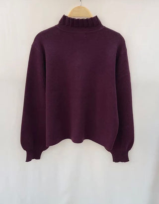 Penny Cardigan with Pleated Collar - Berry, Chocolate, Khaki, Navy Blue, Taupe