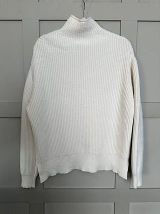 Netty Diamond Knit, Turtle Neck Jumper - Navy Blue and Winter White