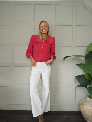 Spencer Blouse with Peter Pan Collar - Pink/Red Check