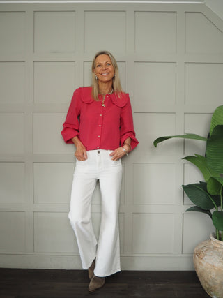 Ophelia Bootcut Jeans with Stretch - Denim Blue, White