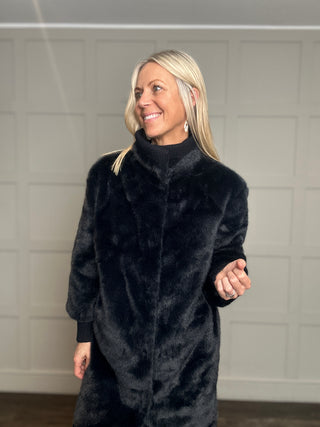 Pilar Super Soft Faux Fur Coat by Rino & Pelle - Navy Blue