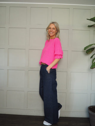 Eddie Short Sleeve Jumper - Bright Green, Hot Coral, Hot Pink, Yellow