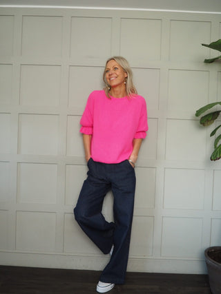 Eddie Short Sleeve Jumper - Bright Green, Hot Coral, Hot Pink, Yellow