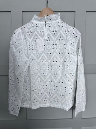 Tedworth Broderie Anglaise Blouse - Off White