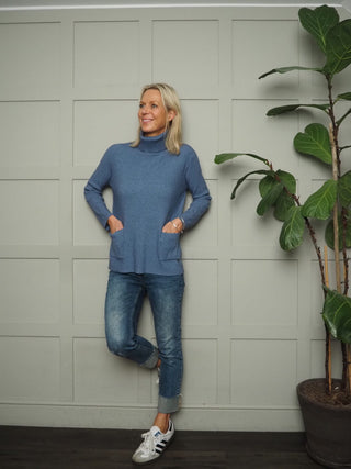 Maley Super Soft Polo Neck with Ribbing and Pockets - 6 Colours