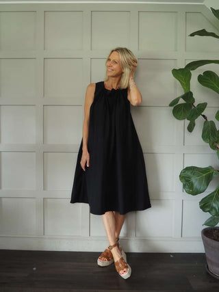 Mimosa Sleeveless Cotton Dress with Tie Detail - Off White