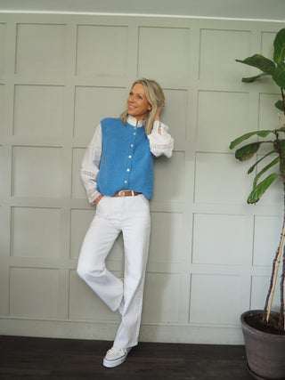 Icklesham Super Soft Sleeveless Cardigan - Baby Pink, Bright Green, Cornflower Blue, Hot Coral, Hot Pink, Navy Blue, Sky Blue