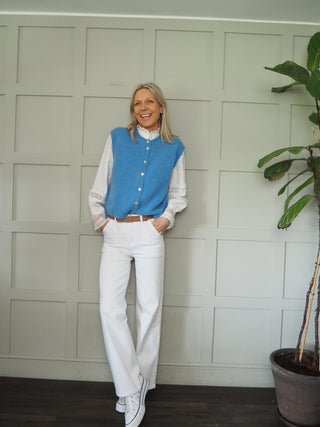 Icklesham Super Soft Sleeveless Cardigan - Baby Pink, Bright Green, Cornflower Blue, Hot Coral, Hot Pink, Navy Blue, Sky Blue