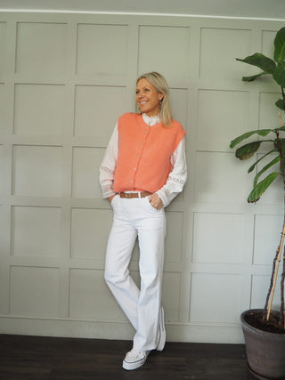 Icklesham Super Soft Sleeveless Cardigan - Baby Pink, Bright Green, Cornflower Blue, Hot Coral, Hot Pink, Navy Blue, Sky Blue