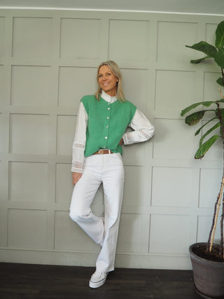 Icklesham Super Soft Sleeveless Cardigan - Baby Pink, Bright Green, Cornflower Blue, Hot Coral, Hot Pink, Navy Blue, Sky Blue