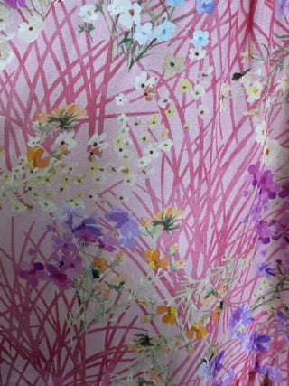 Poola Floral Print Skirt with Elasticated Waist - Khaki, Pink