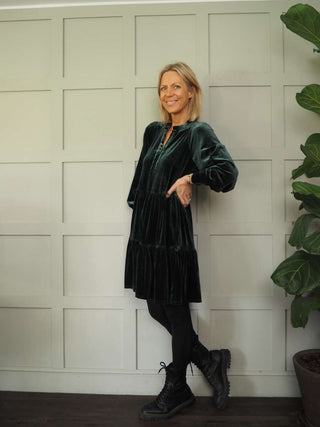 Warrior Velvet Dress by Part Two - Black, Blue, Burgundy, Green