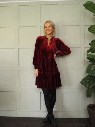 Warrior Velvet Dress by Part Two - Black, Blue, Burgundy, Green