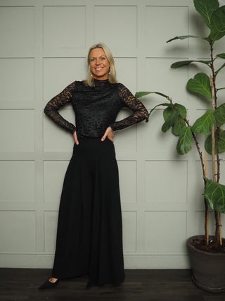 Bysatu High Neck, Long Sleeved Blouse with Shimmer Detail by BYoung - Black