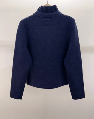 Lucy Cardigan with Pleated Collar - Ivory, Navy Blue, Pink