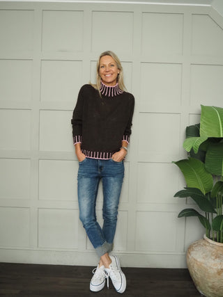 Una Turtle Neck with Contrasting Blanket Stitch Jumper, Best Seller - 17 Colours