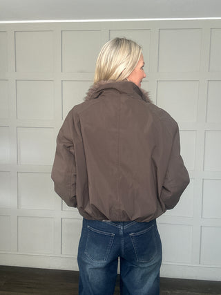 Brampton Reversible Faux Fur Jacket - Chocolate