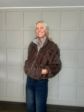 Brampton Reversible Faux Fur Jacket - Chocolate