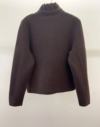 Lucy Cardigan with Pleated Collar - Burgundy, Chocolate, Khaki, Navy Blue