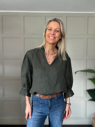 Antibes Linen Blouse with Cropped Sleeves - 7 Colours