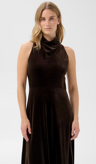 Dicle Halterneck Velvet Dress by Part Two - Black, Blue, Chocolate