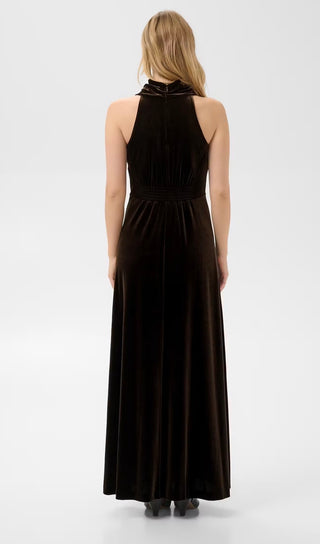 Dicle Halterneck Velvet Dress by Part Two - Black, Blue, Chocolate