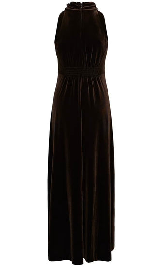Dicle Halterneck Velvet Dress by Part Two - Black, Blue, Chocolate