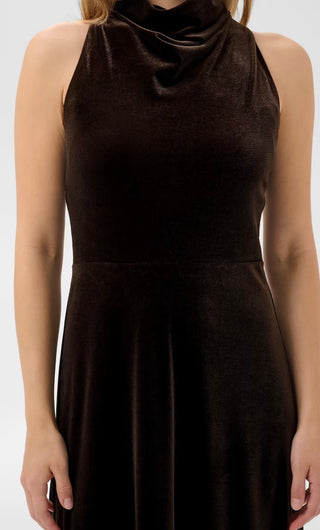 Dicle Halterneck Velvet Dress by Part Two - Black, Blue, Chocolate