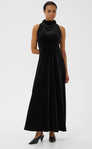 Dicle Halterneck Velvet Dress by Part Two - Black, Blue, Chocolate