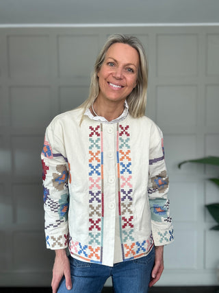 Lauren Embroidered Jacket - Ecru/Multi